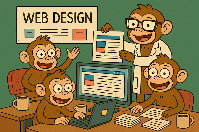 Ilustración de SnapSite en acción con DevMonkeys ayudando a construir un perfil